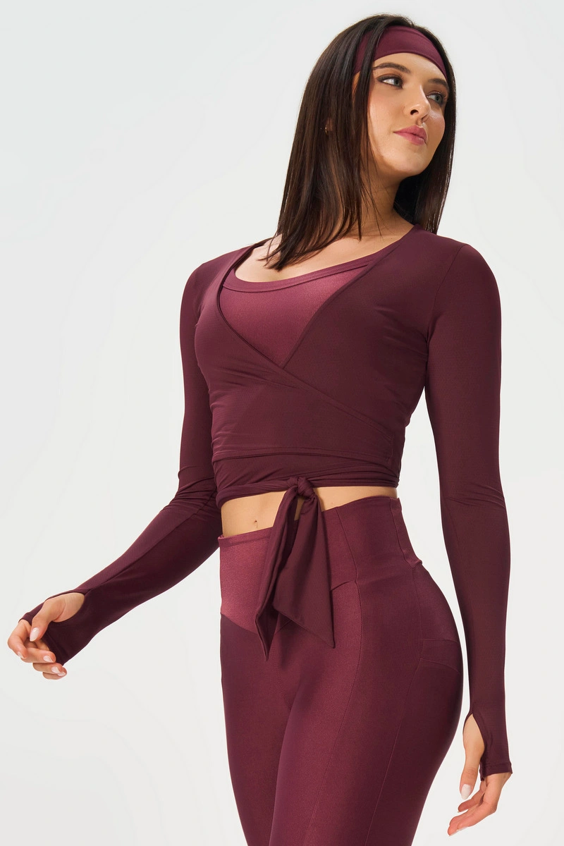 Lets Gym - Cropped Transpassado Equilibrium Burgundy - 2886BG
