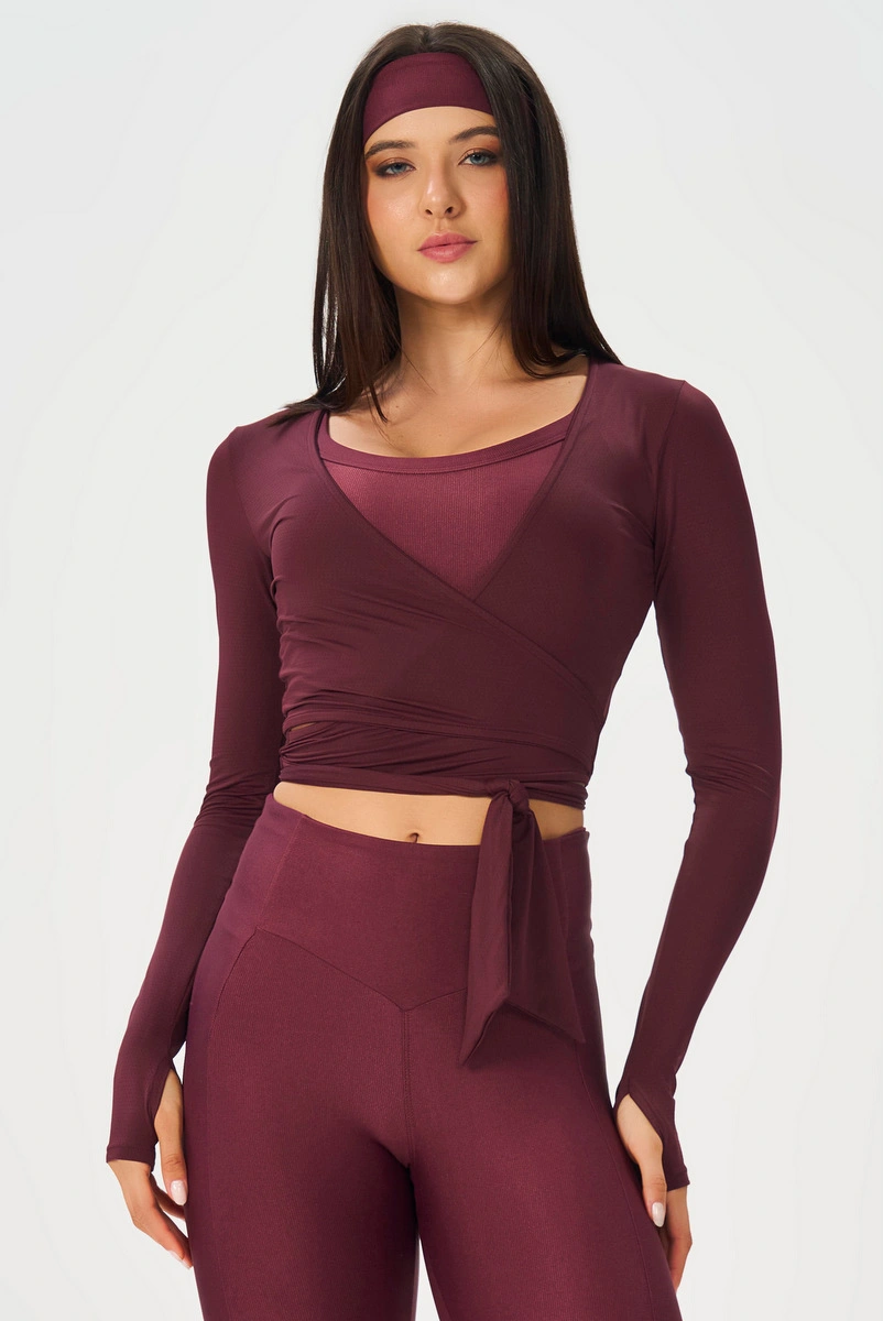 Lets Gym - Cropped Transpassado Equilibrium Burgundy - 2886BG