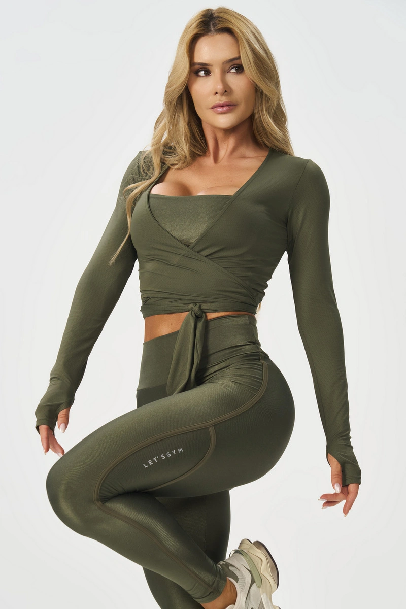 Lets Gym - Equilibrium Forest Wrap Cropped Top - 2886FST