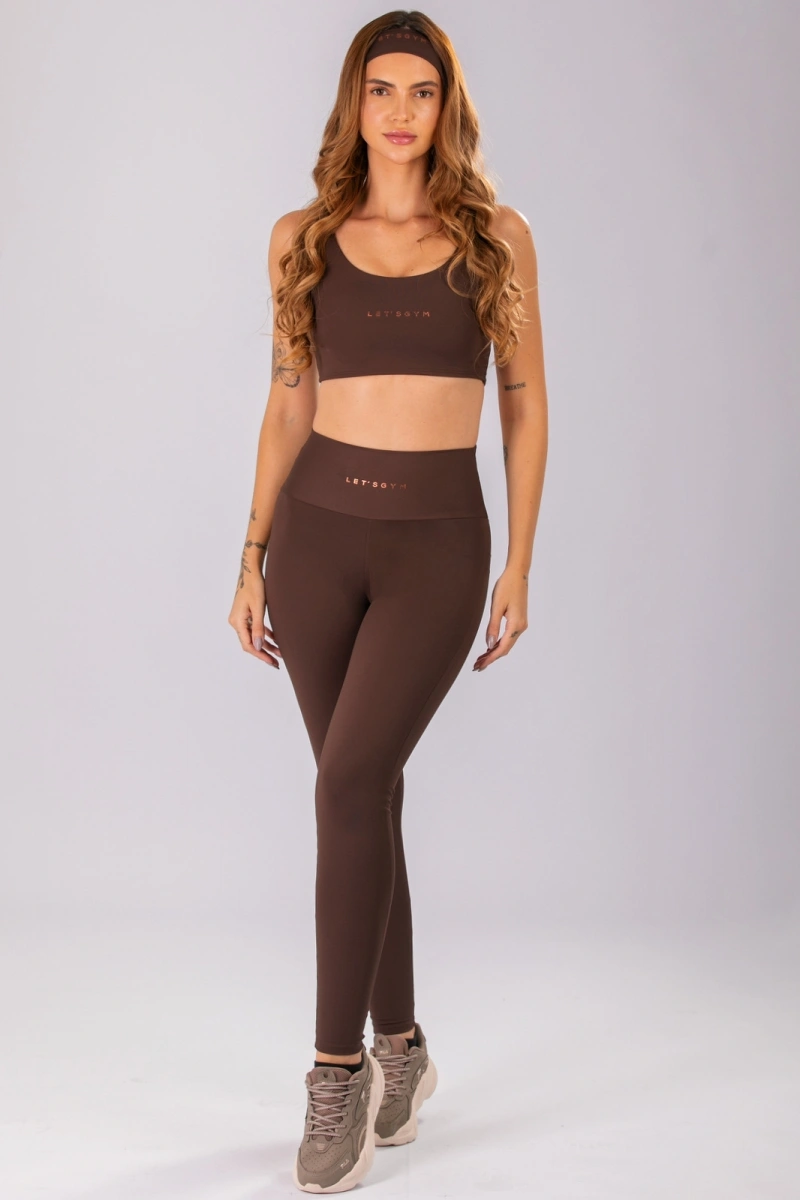 Lets Gym - Basic Colors Coffee Leggings - 2907CF