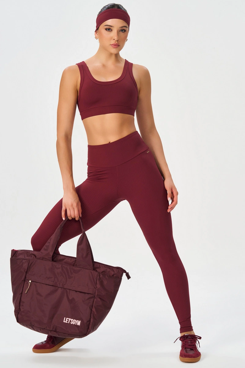 Lets Gym - Comfort Rib Burgundy Leggings - 2982BG