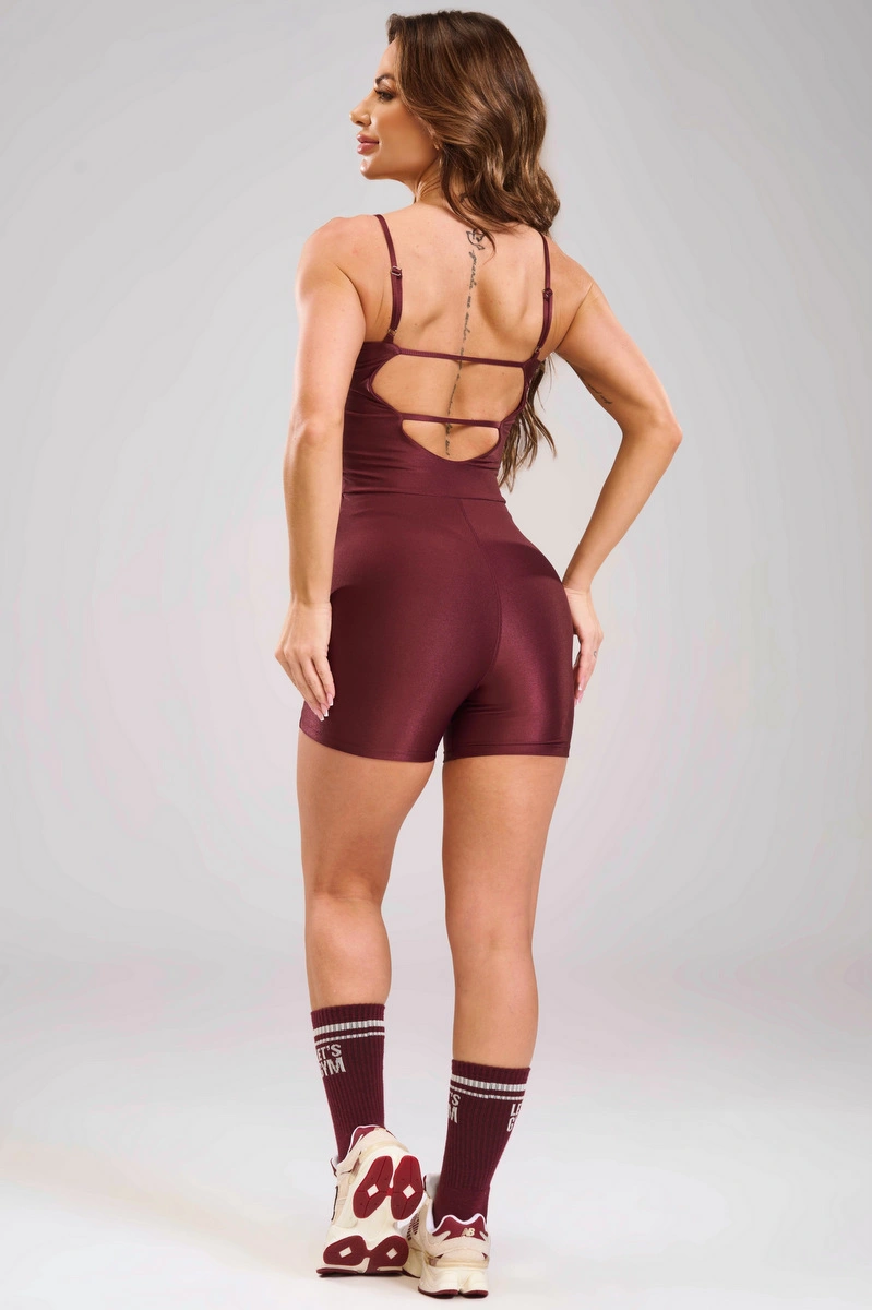Lets Gym - Romper Contour Burgundy - 2992BG
