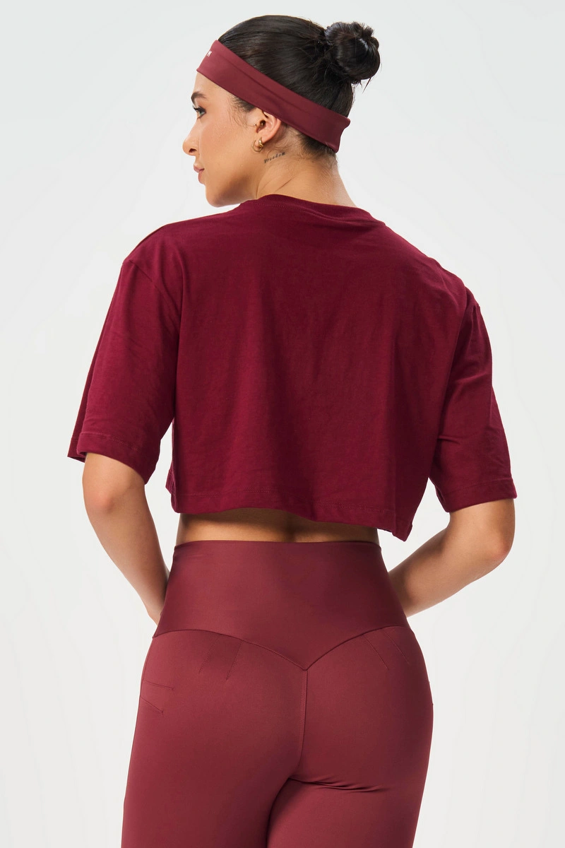 Lets Gym - Cropped Brand Up Burgundy - 3079BG