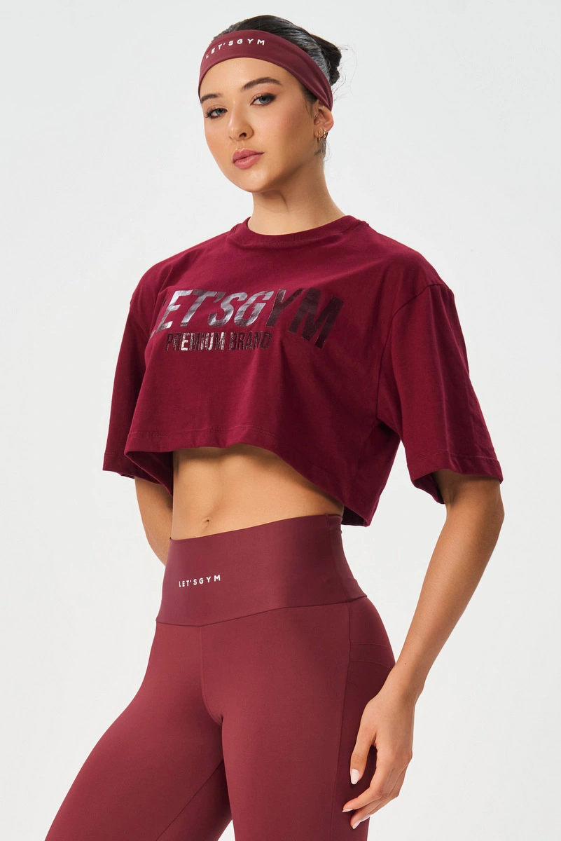 Lets Gym - Cropped Brand Up Burgundy - 3079BG