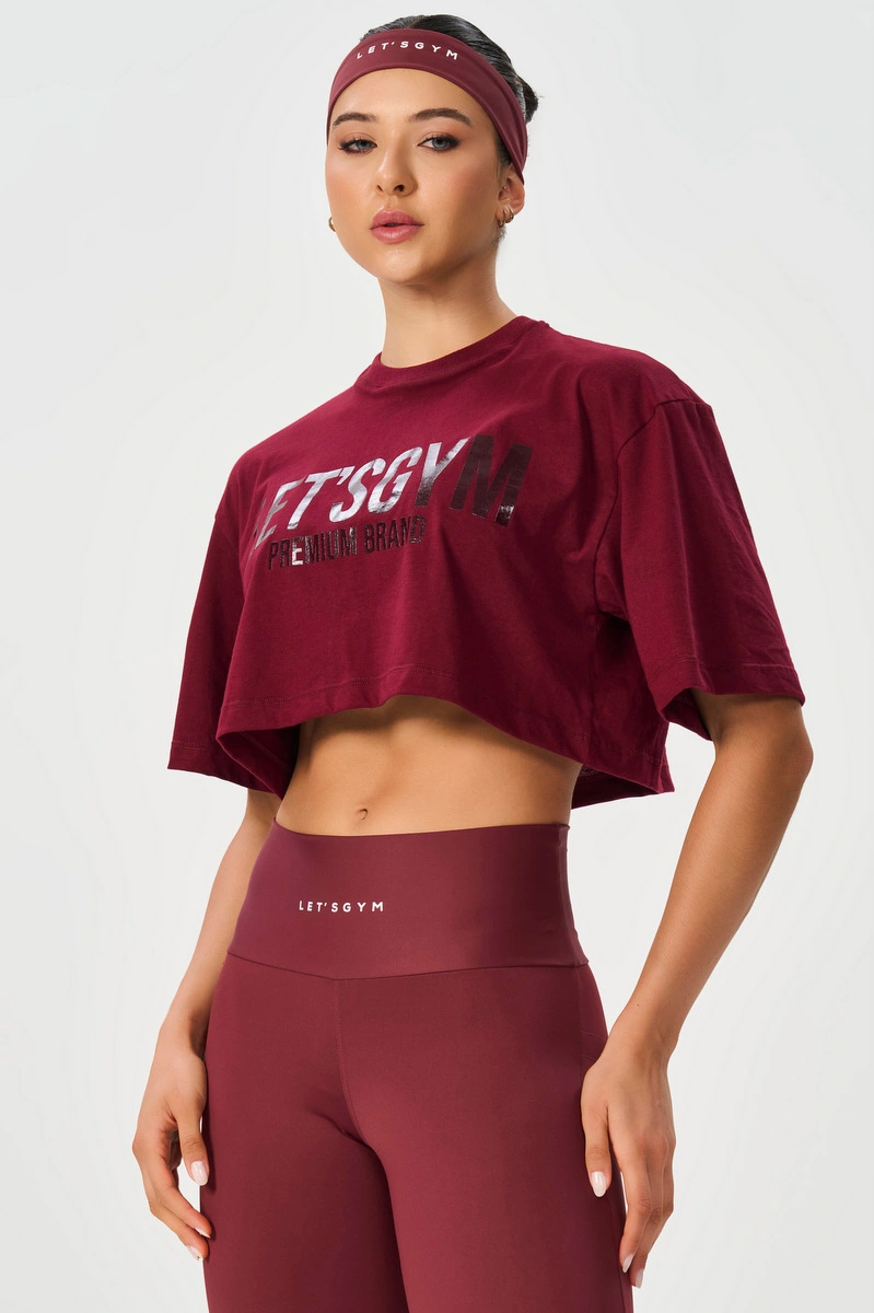 Lets Gym - Cropped Brand Up Burgundy - 3079BG