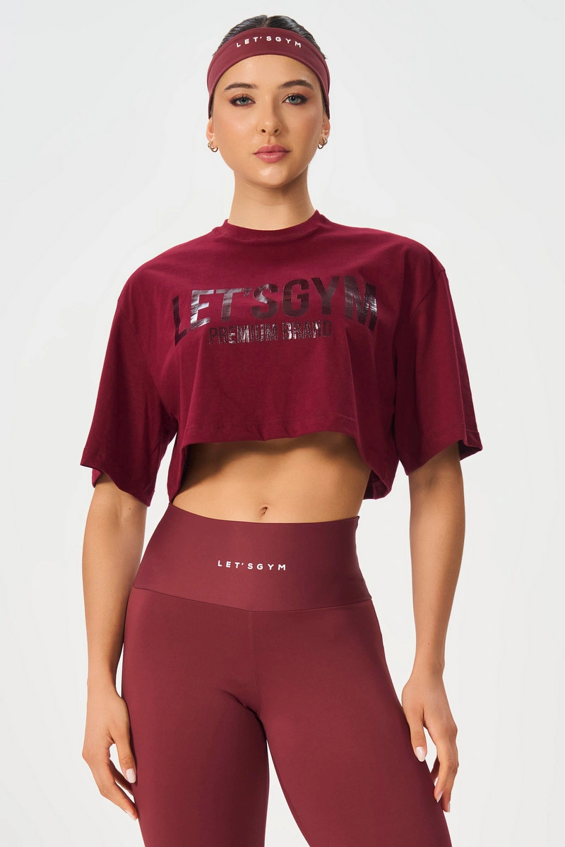 Lets Gym - Cropped Brand Up Burgundy - 3079BG