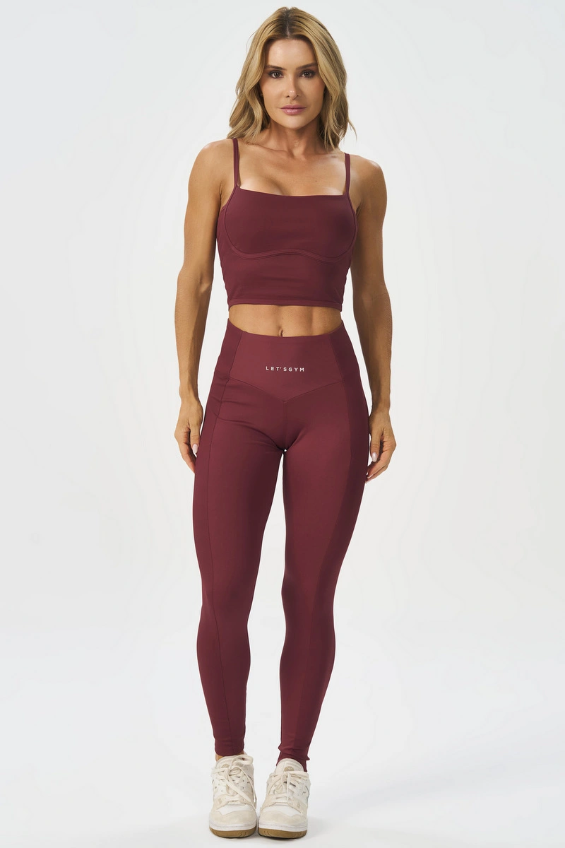 Lets Gym - Legging Bold Rib Burgundy - 3138BG
