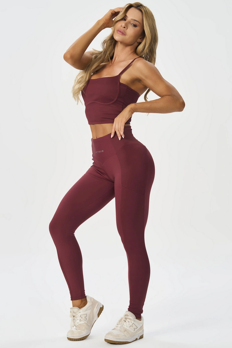 Lets Gym - Legging Bold Rib Burgundy - 3138BG