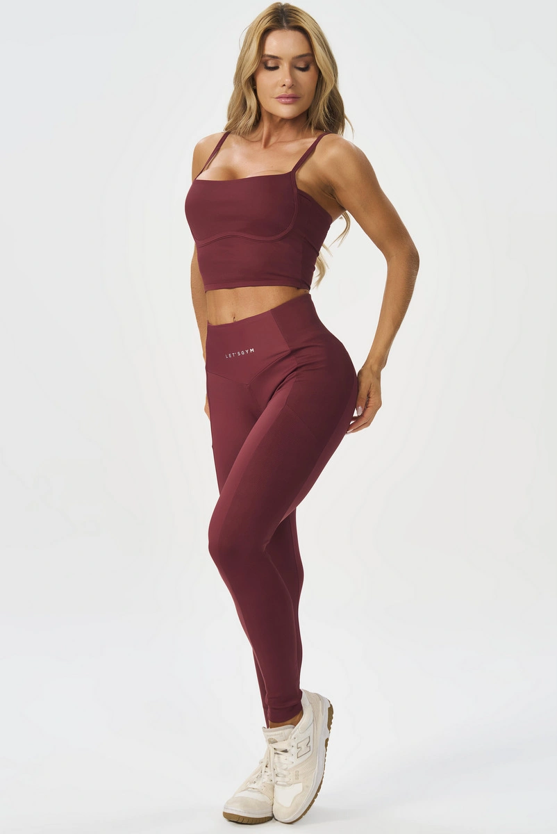 Lets Gym - Legging Bold Rib Burgundy - 3138BG