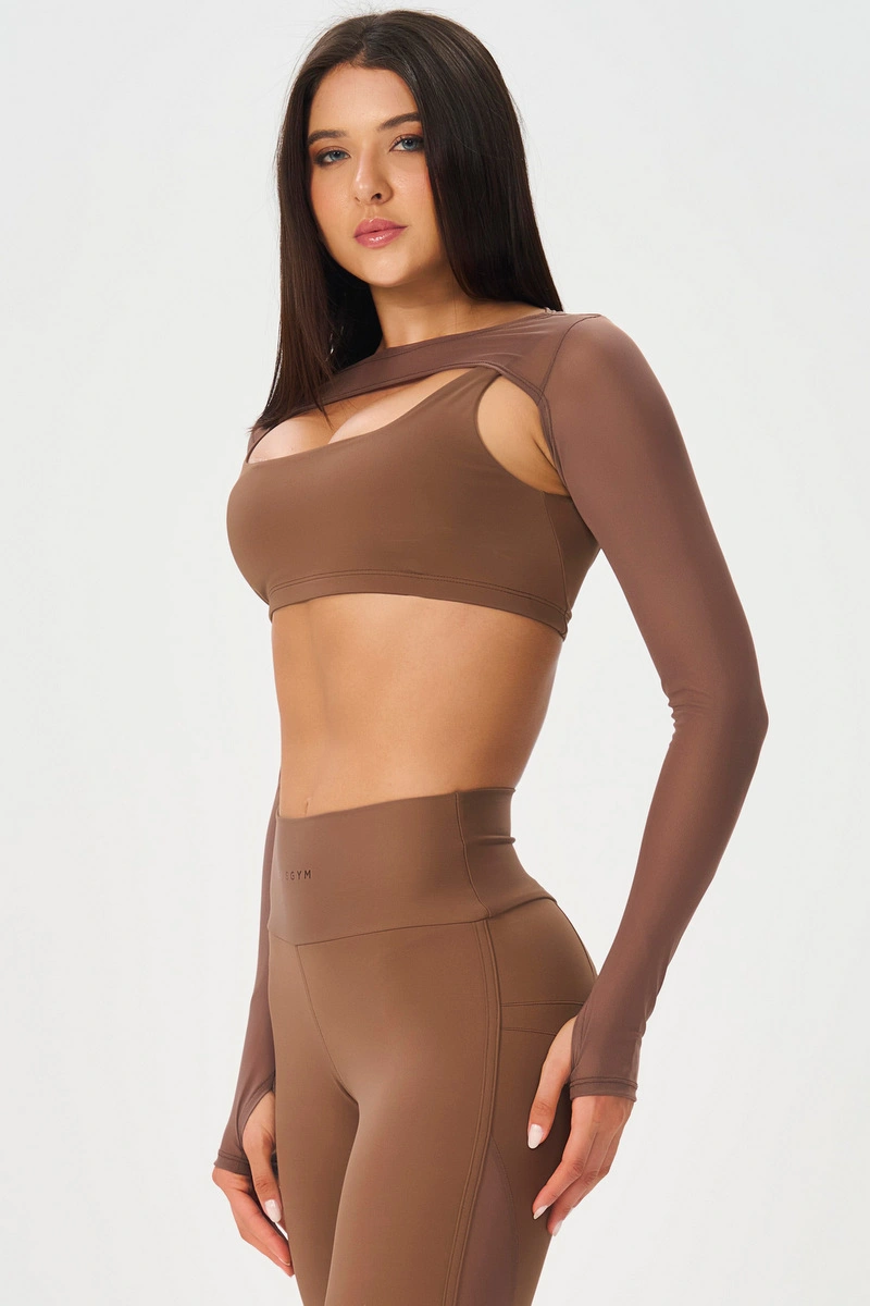 Lets Gym - Top Sheer Brown - 3150MR