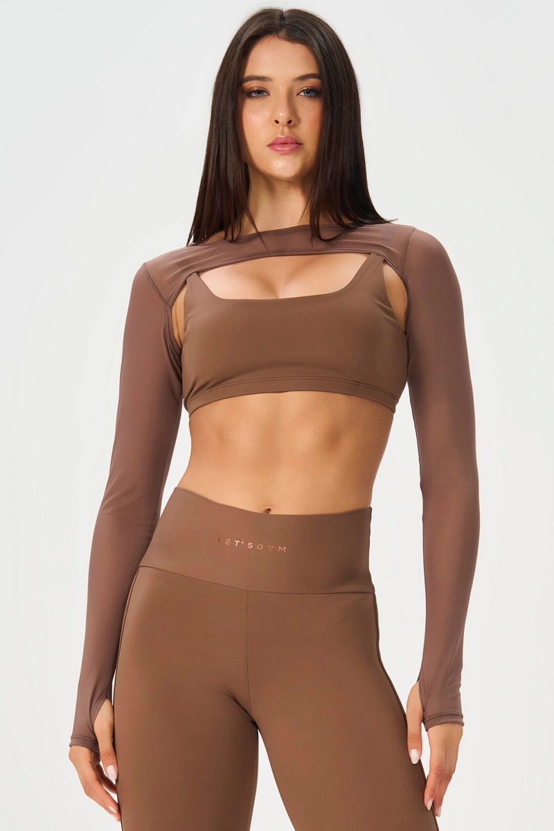 Lets Gym - Top Sheer Marrom - 3150MR