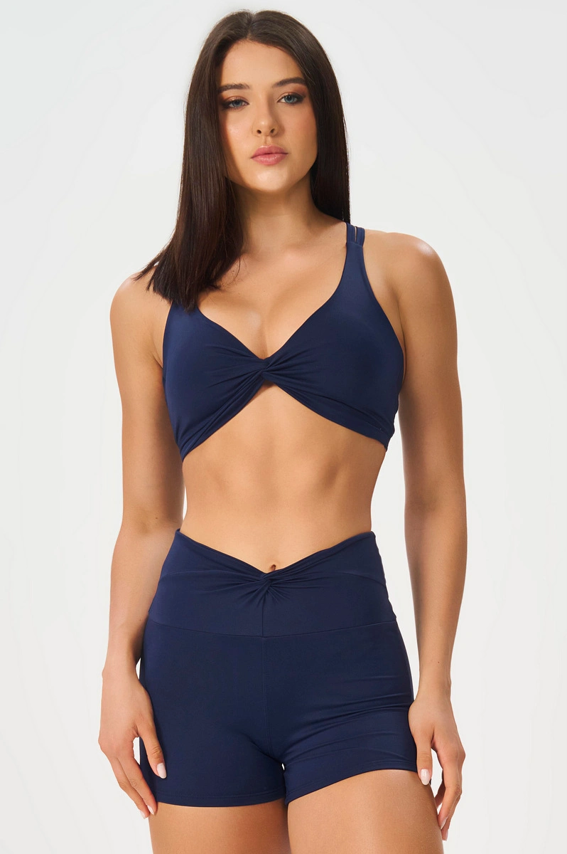 Lets Gym - Top Matte Form Twist Navy Blue - 3229NB