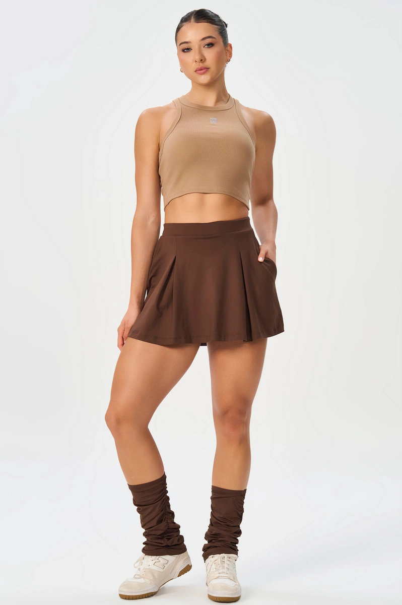 Lets Gym - Cropped Rib Basic Mocha Mousse - 3245MM