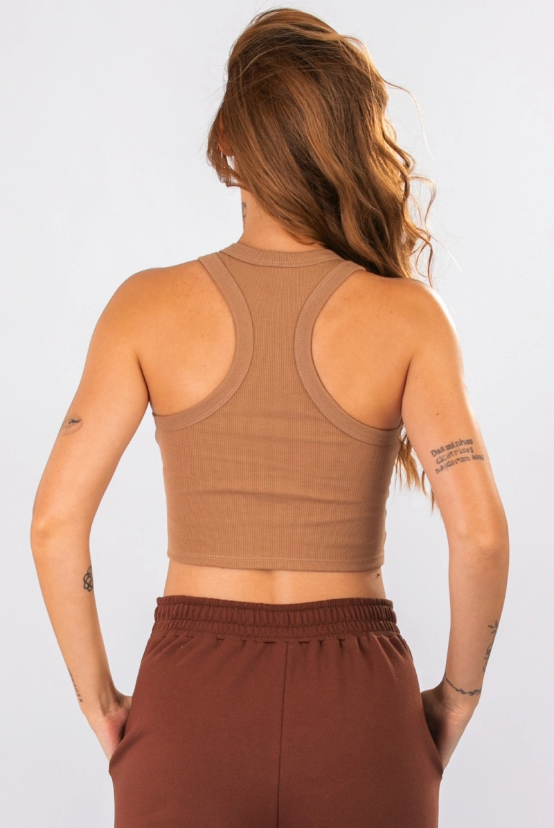 Lets Gym - Cropped Rib Basic Mocha Mousse - 3245MM