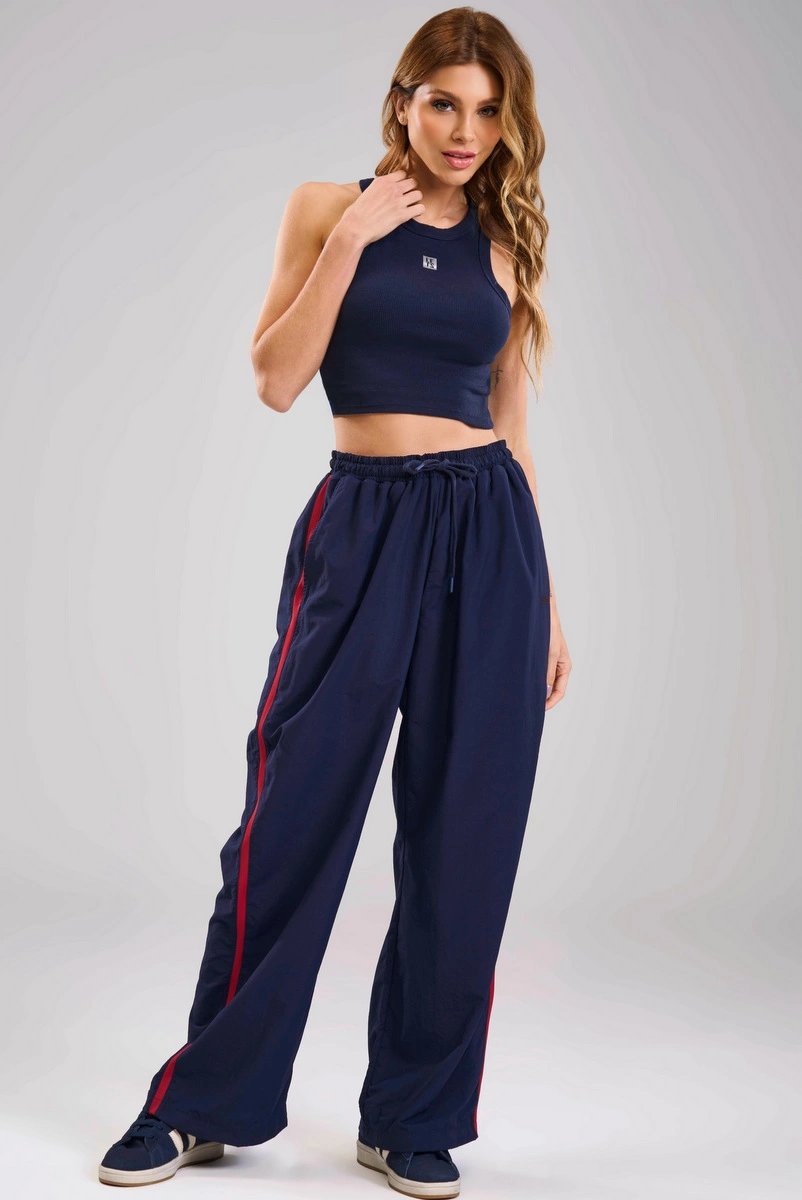 Lets Gym - Cropped Ribbed Basic Navy Blue - 3245NB