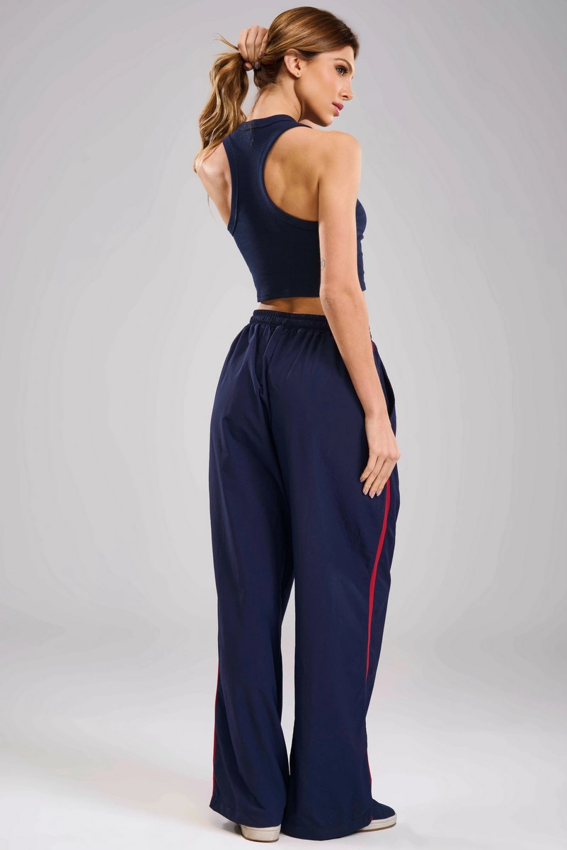 Lets Gym - Cropped Ribbed Basic Navy Blue - 3245NB