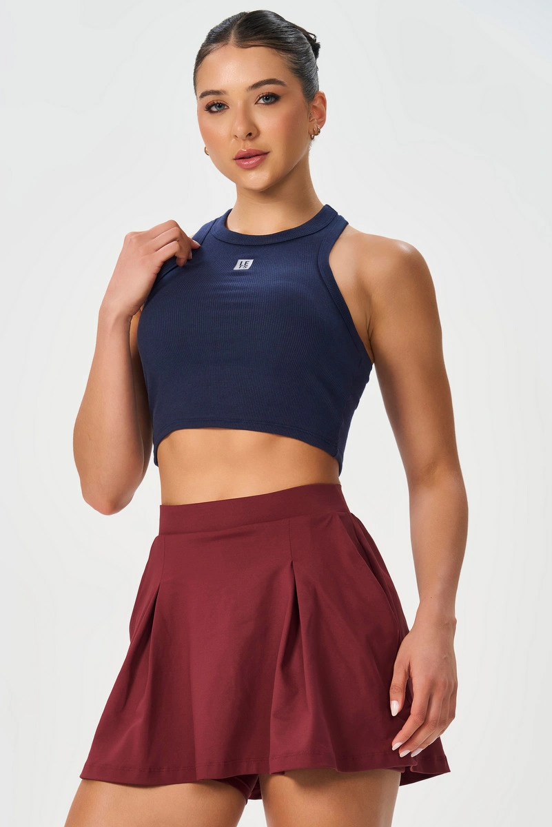 Lets Gym - Cropped Ribbed Basic Navy Blue - 3245NB