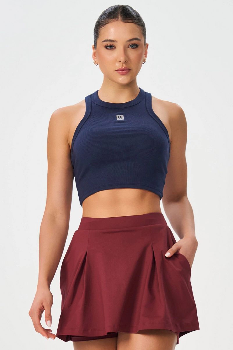 Lets Gym - Cropped Rib Basic Navy Blue - 3245NB