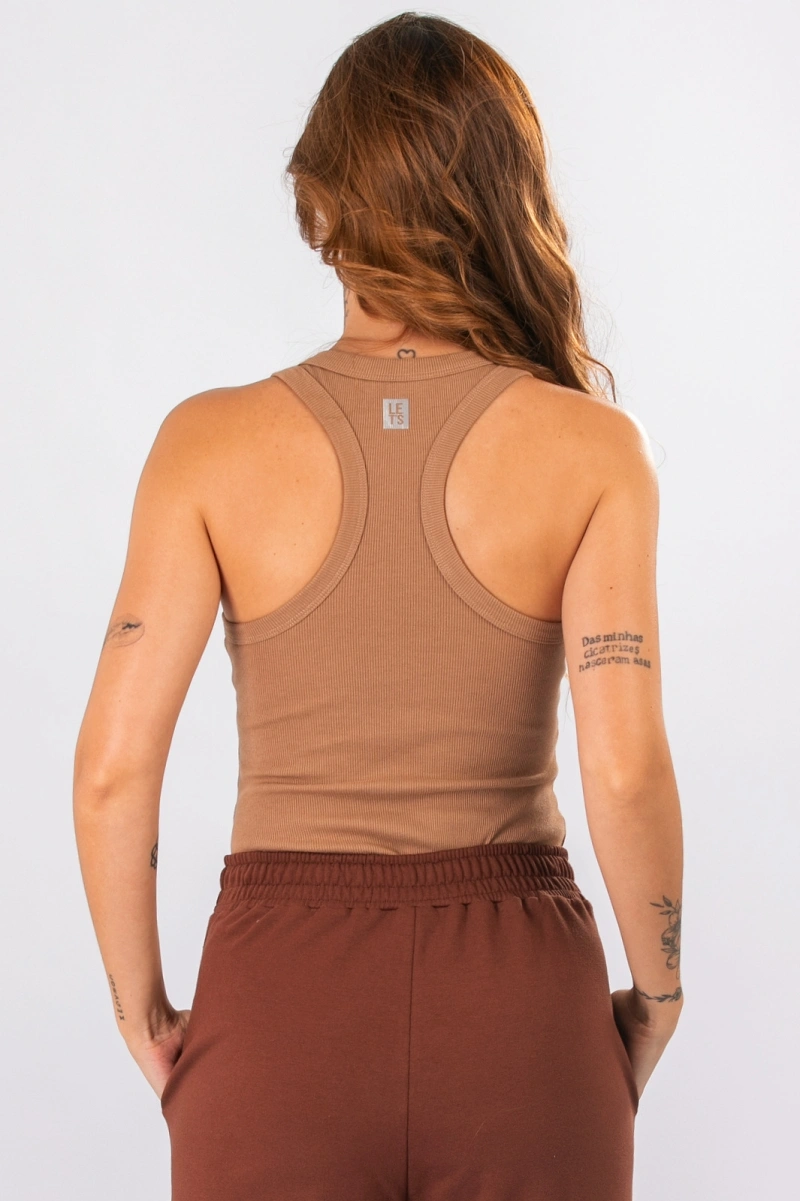Lets Gym - Tank Shirt Rib Basic Mocha Mousse - 3247MM