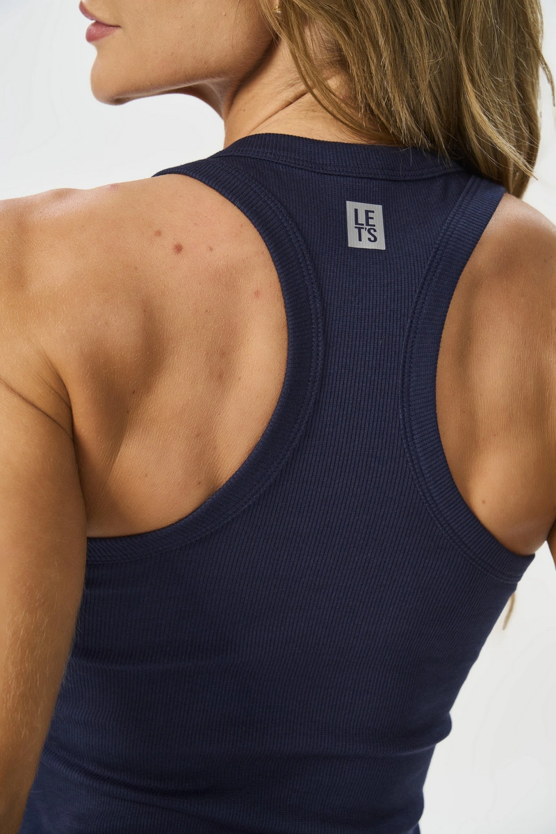 Lets Gym - Tank Shirt Rib Basic Navy Blue - 3247NB