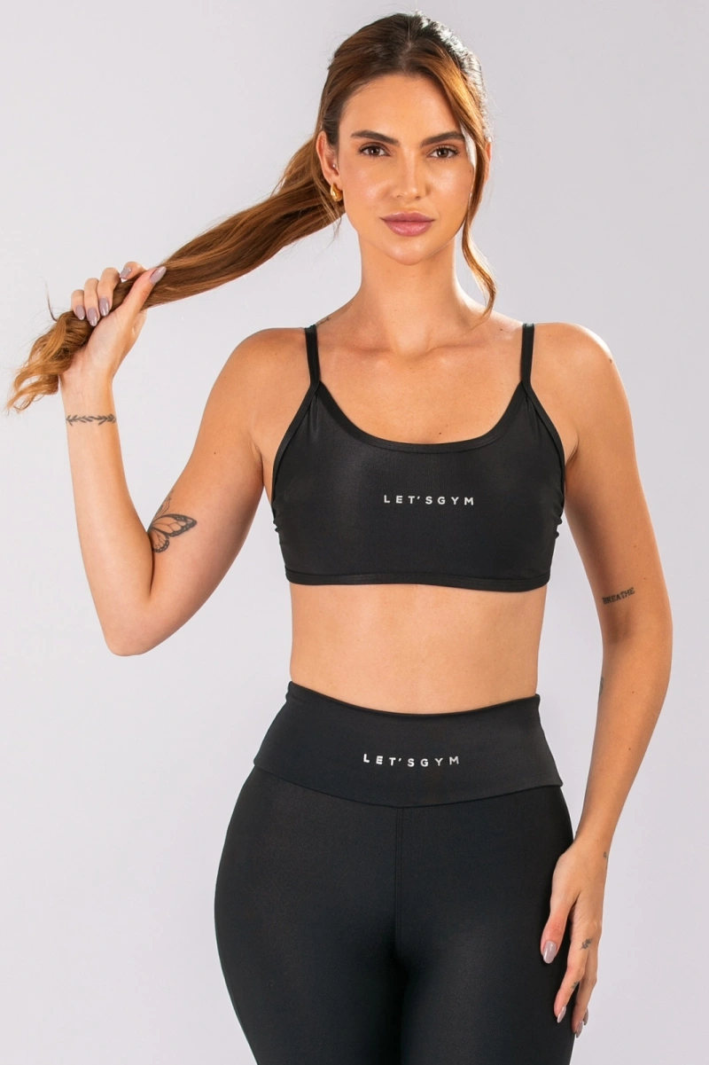 Lets Gym - Top New Minimal Glow Preto - 3283PT