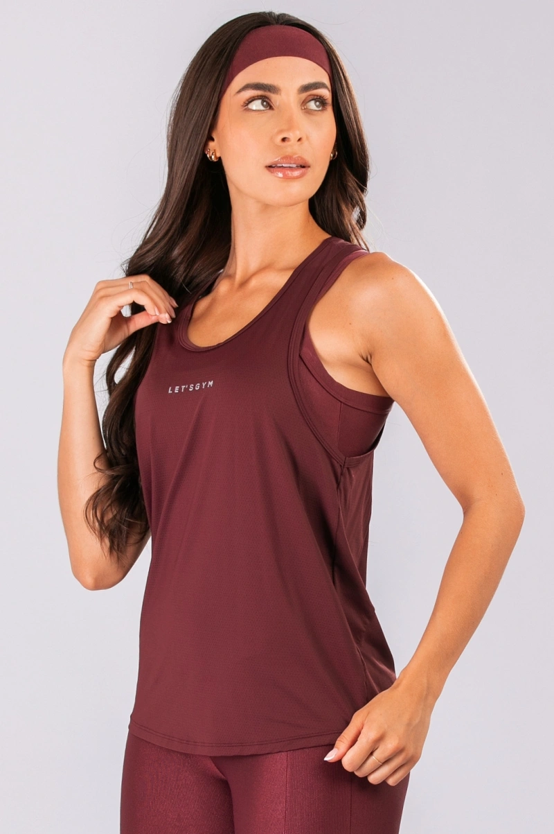 Lets Gym - Tank Shirt New Modern Move Burgundy - 3286BG