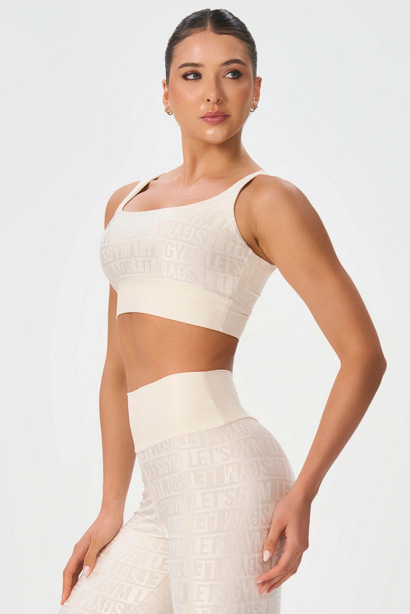 Lets Gym - Top Velvet Line Off White - 3292OFW