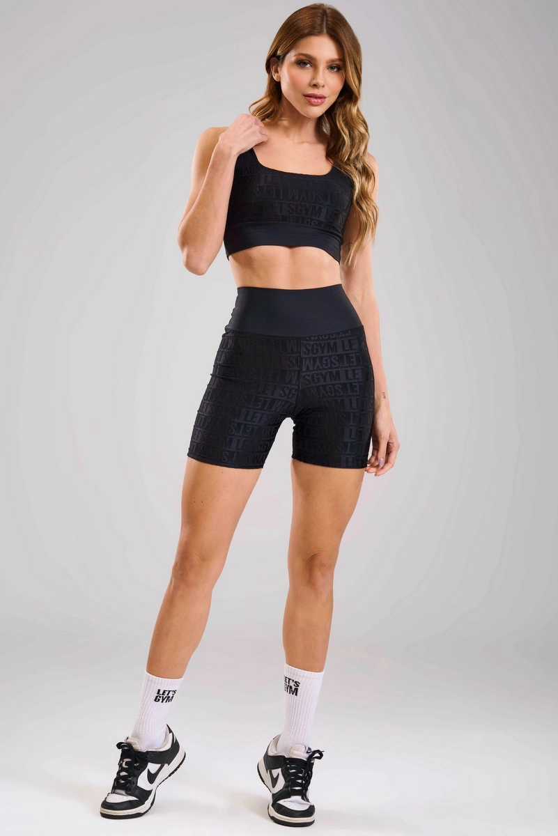 Lets Gym - Short Velvet Line Preto - 3294PT