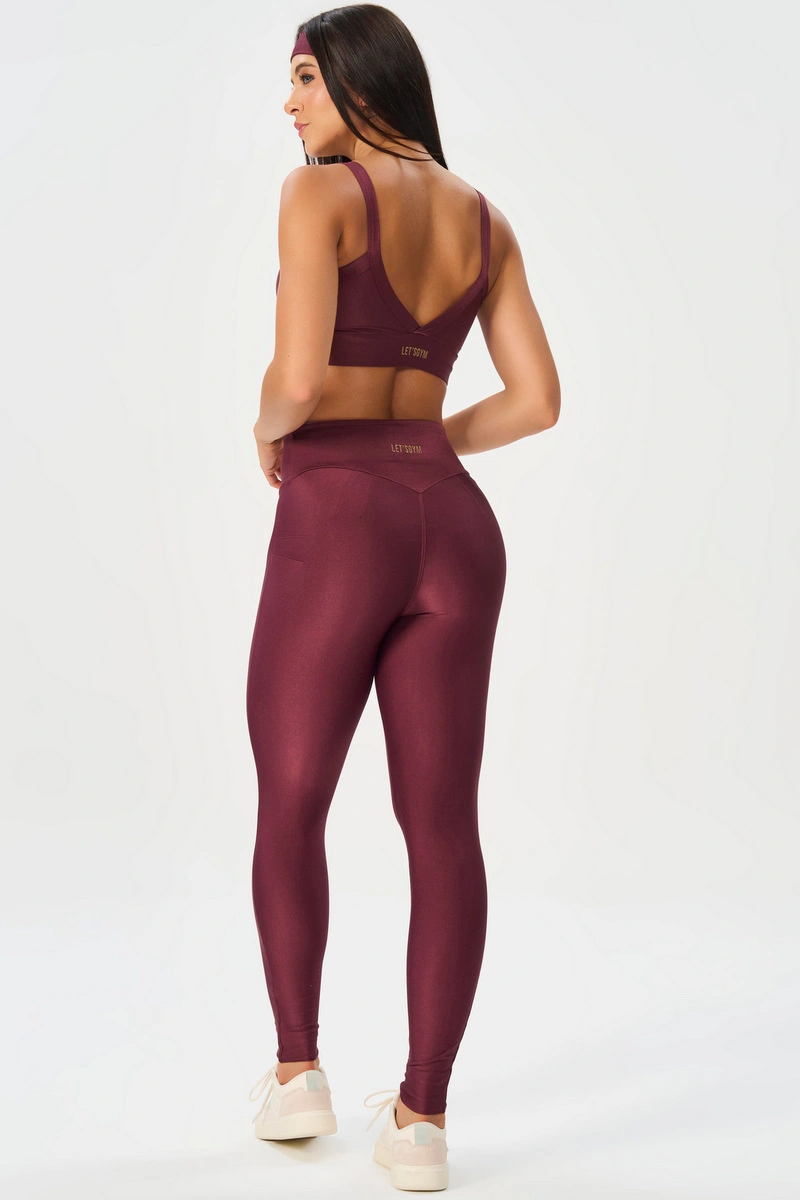 Lets Gym - New Bright Burgundy Leggings - 3314BG