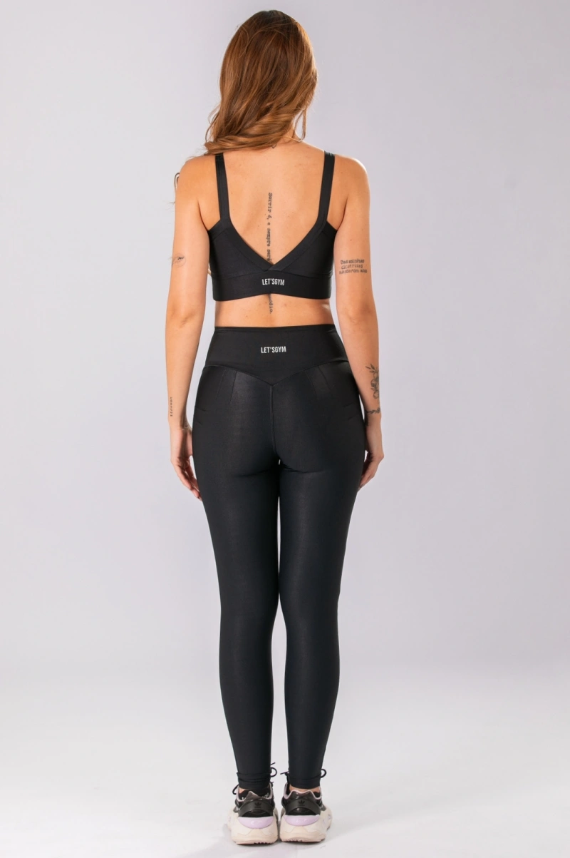 Lets Gym - New Bright Black Leggings - 3314PT