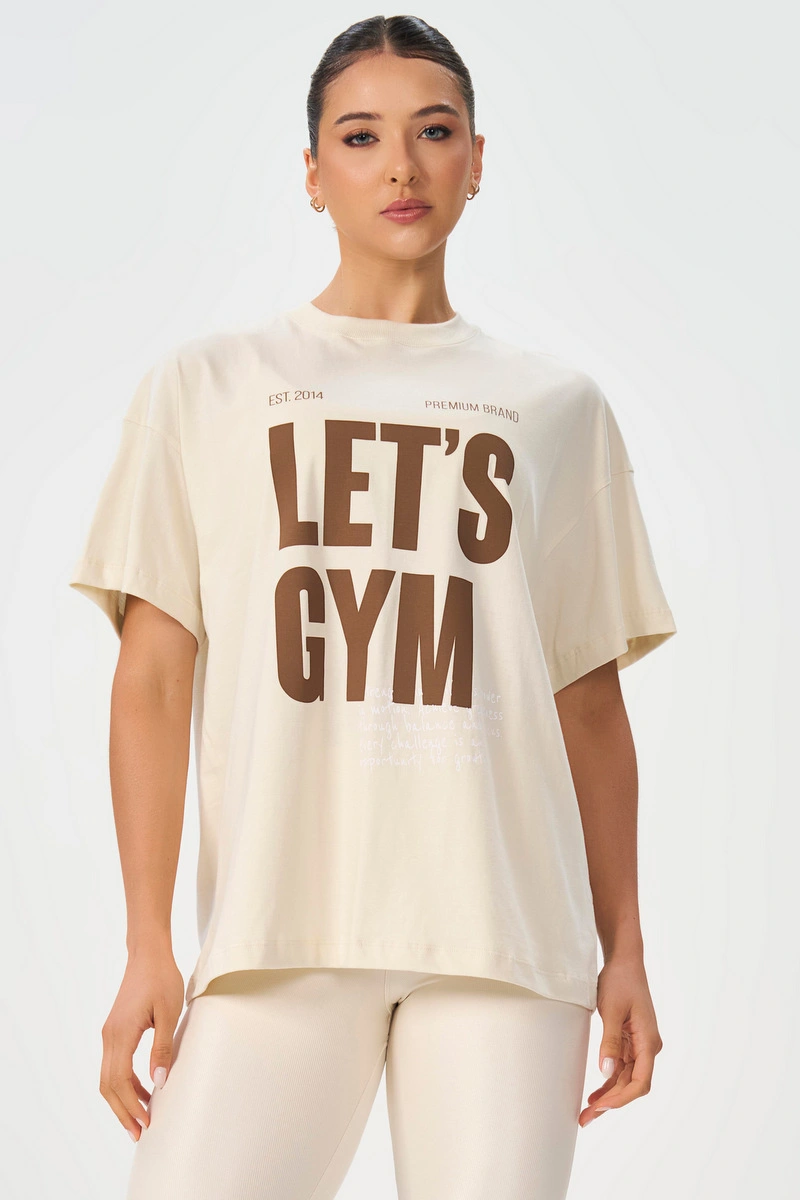 Lets Gym - Letsgym Balance Oversized T-Shirt Off White - 3321OFW