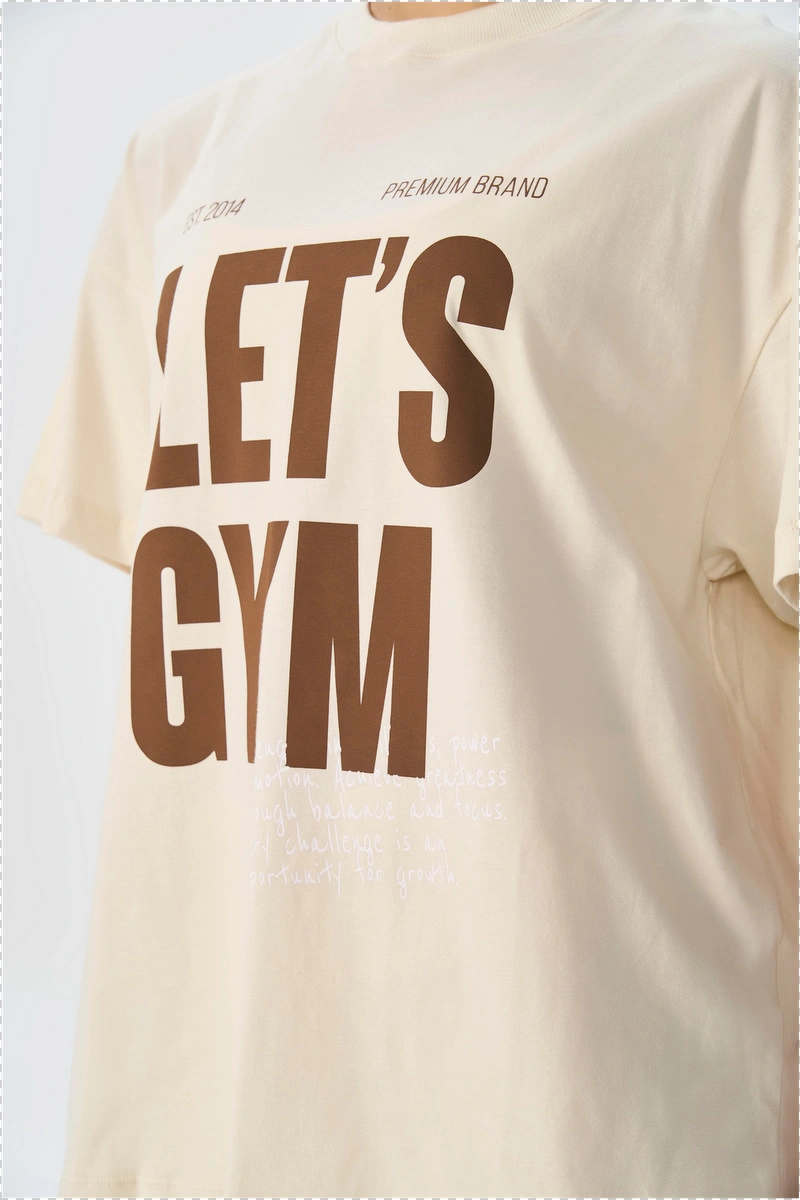 Lets Gym - Letsgym Balance Oversized T-Shirt Off White - 3321OFW