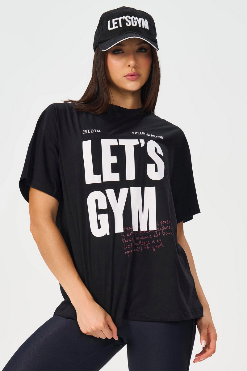 Lets Gym - Letsgym Balance Oversized T-Shirt Black - 3321PT