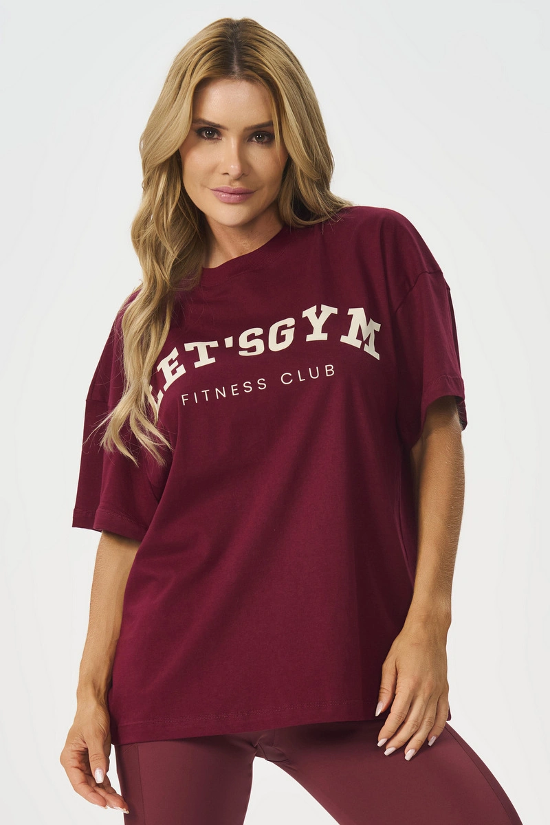 Lets Gym - Camiseta Oversized Lets Club Burgundy - 3322BG