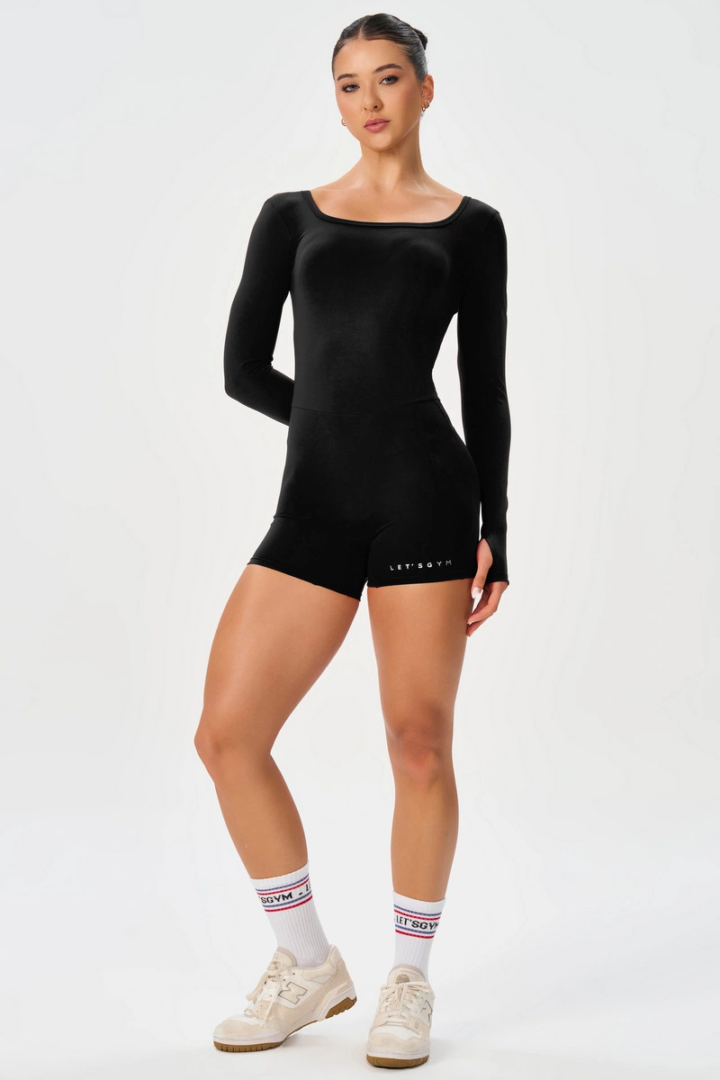 Lets Gym - Black Basic Tuning Romper - 3330PT