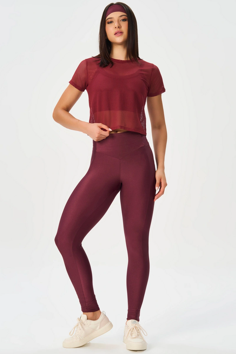 Lets Gym - Blusa Box Mc Screen Burgundy - 2650BG