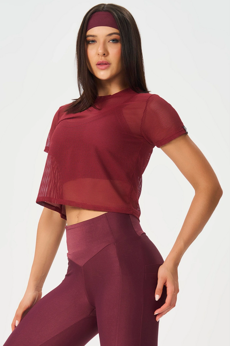Lets Gym - Blusa Box Mc Screen Burgundy - 2650BG