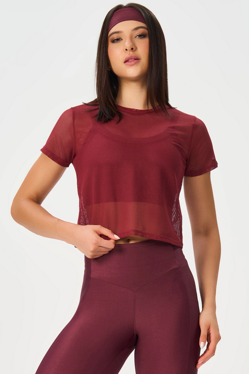Lets Gym - Blusa Box Mc Screen Burgundy - 2650BG