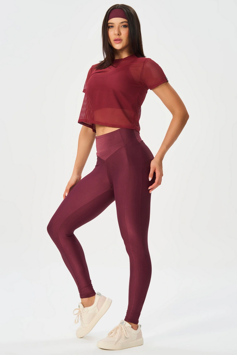 Lets Gym - Blusa Box Mc Screen Burgundy - 2650BG