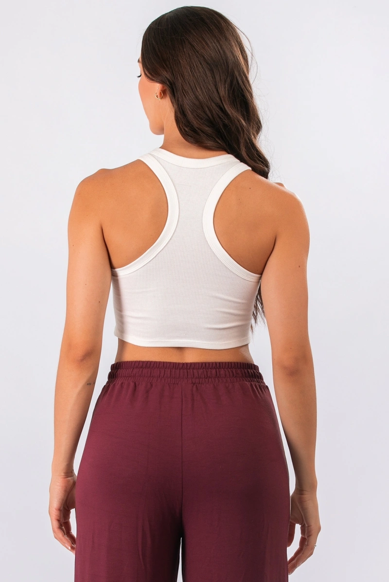 Lets Gym - Cropped Rib Basic Chantilly - 3245CTL