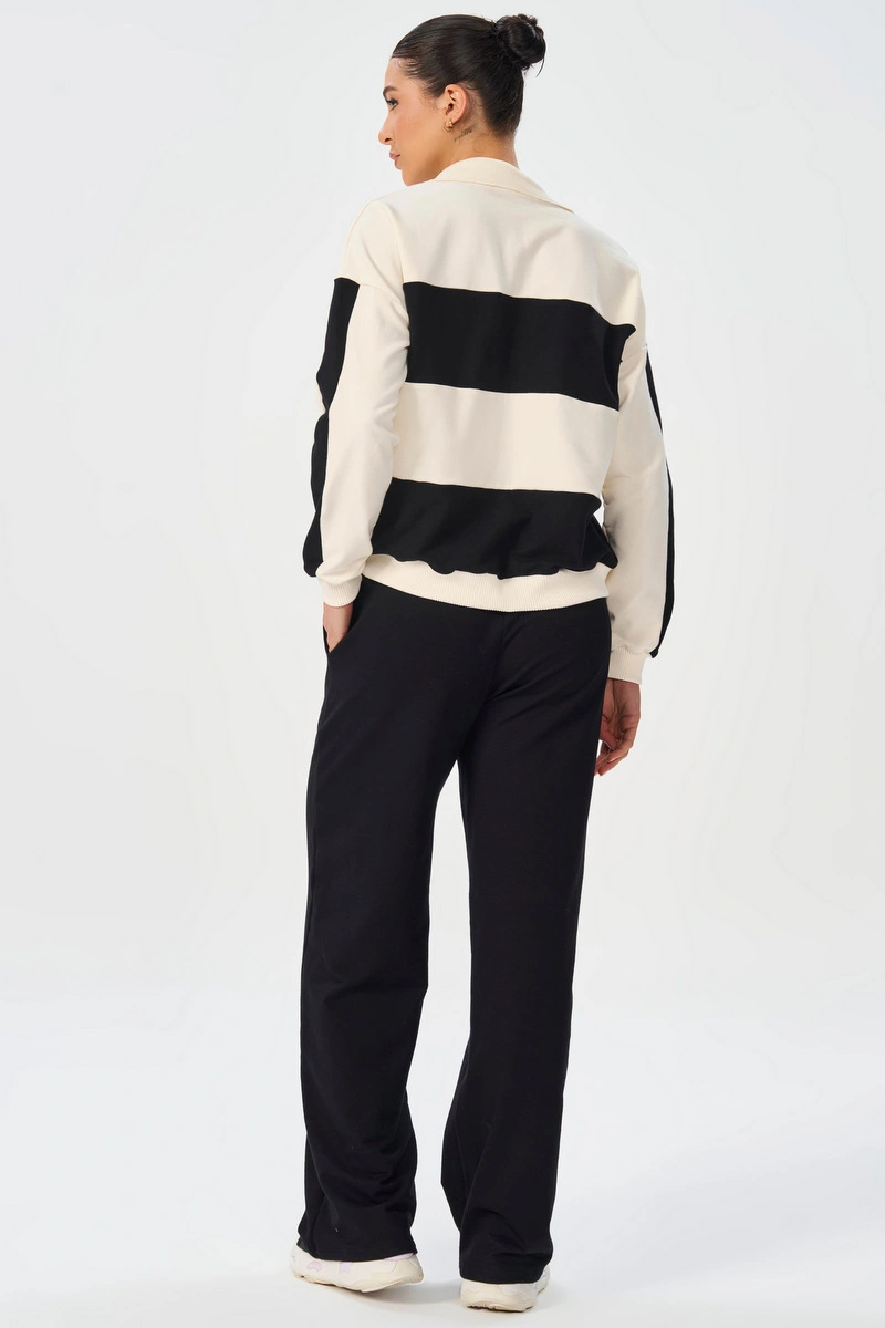 Lets Gym - Urban Ease Blouse Off White / Black - 3262OFWPT