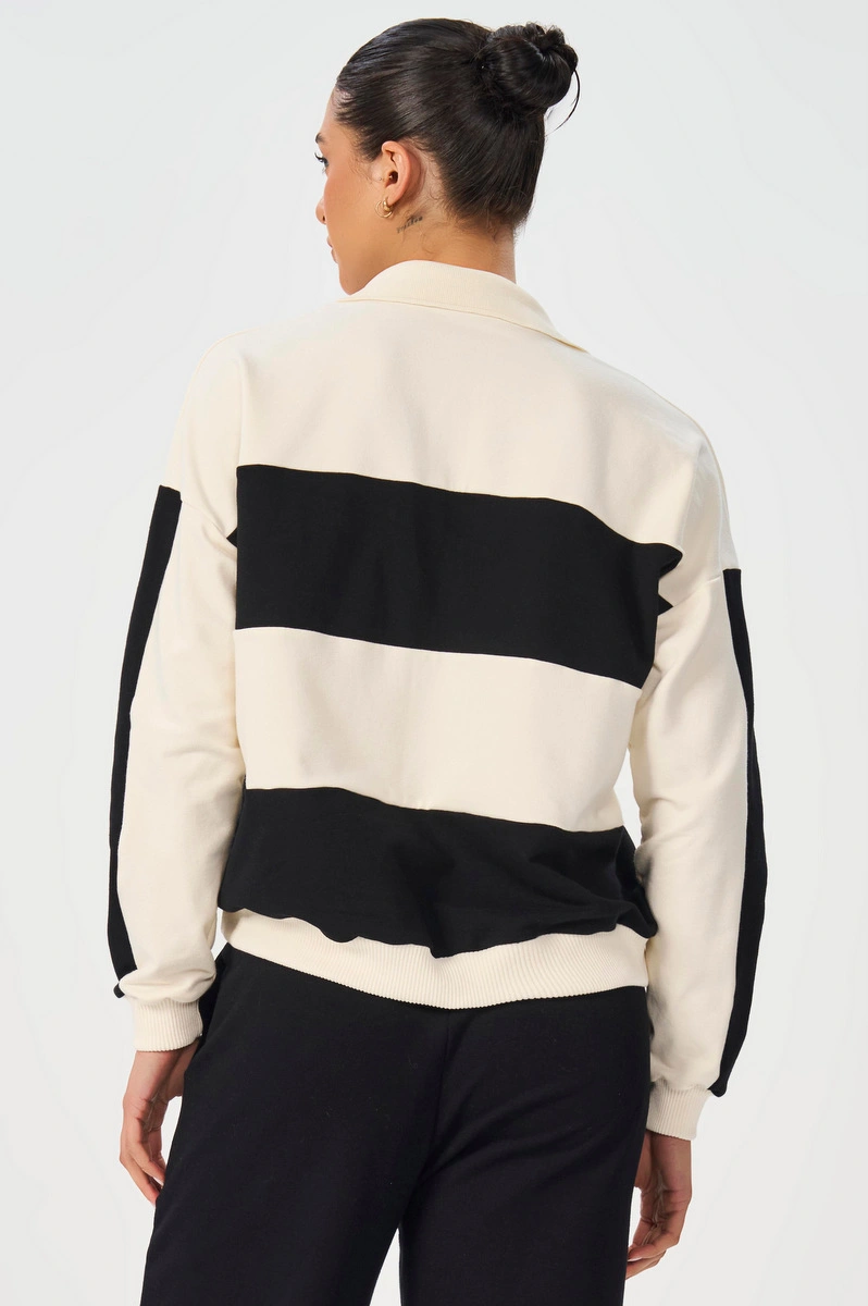 Lets Gym - Urban Ease Blouse Off White / Black - 3262OFWPT