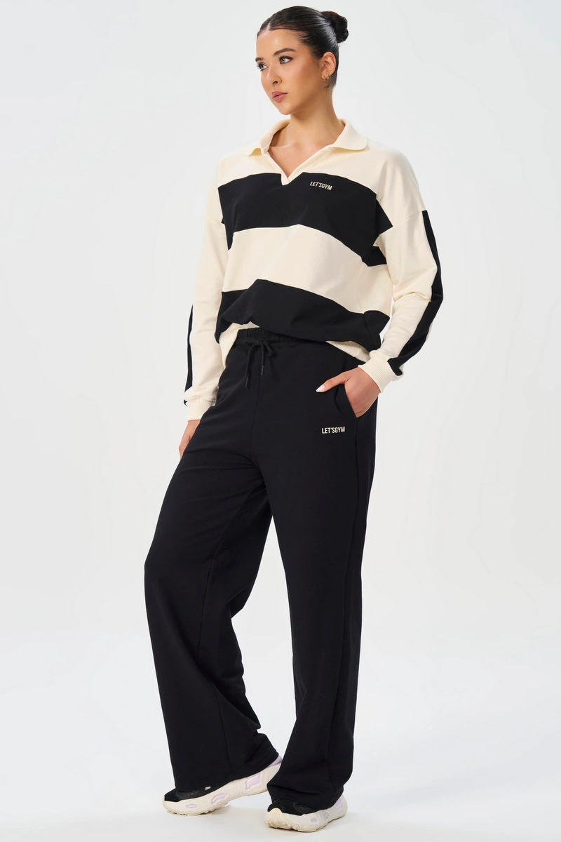 Lets Gym - Urban Ease Blouse Off White / Black - 3262OFWPT