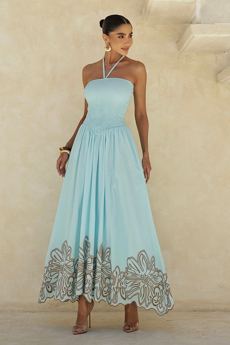 Dot Clothing - Dress Dot Clothing Long Flavia Laise needlework Light Blue - 2958AZUL