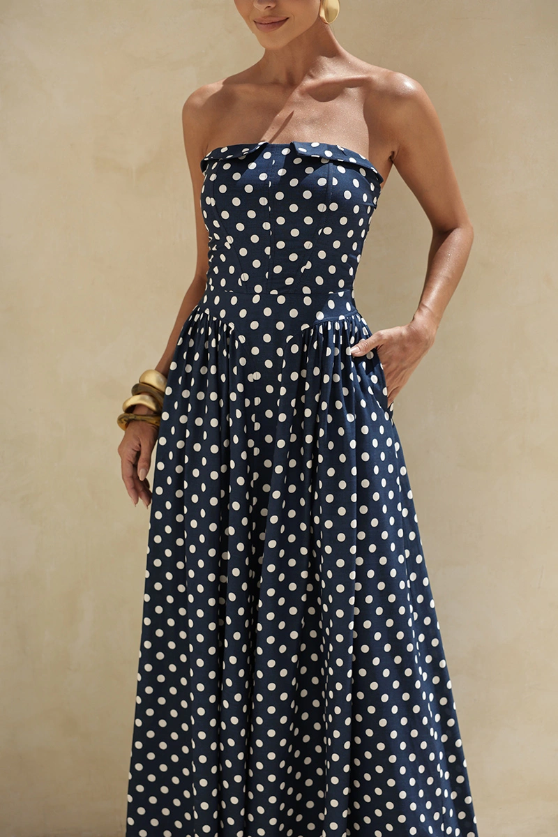 Dot Clothing - Dress Dot Clothing Longuete Lily TQC Polka Dot Navy Blue - 2944AZUL