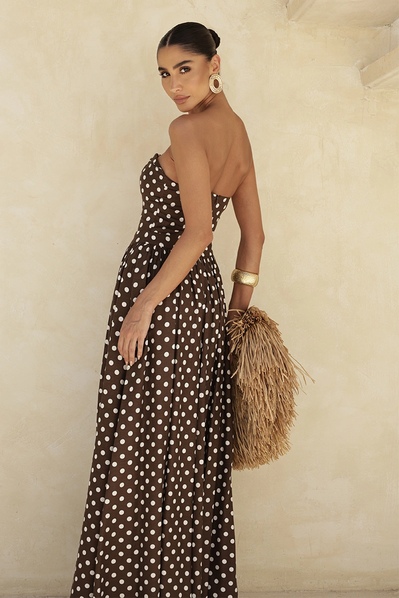 Dot Clothing - Dress Dot Clothing Longuete Lily TQC Polka Dot Brown - 2944MARROM