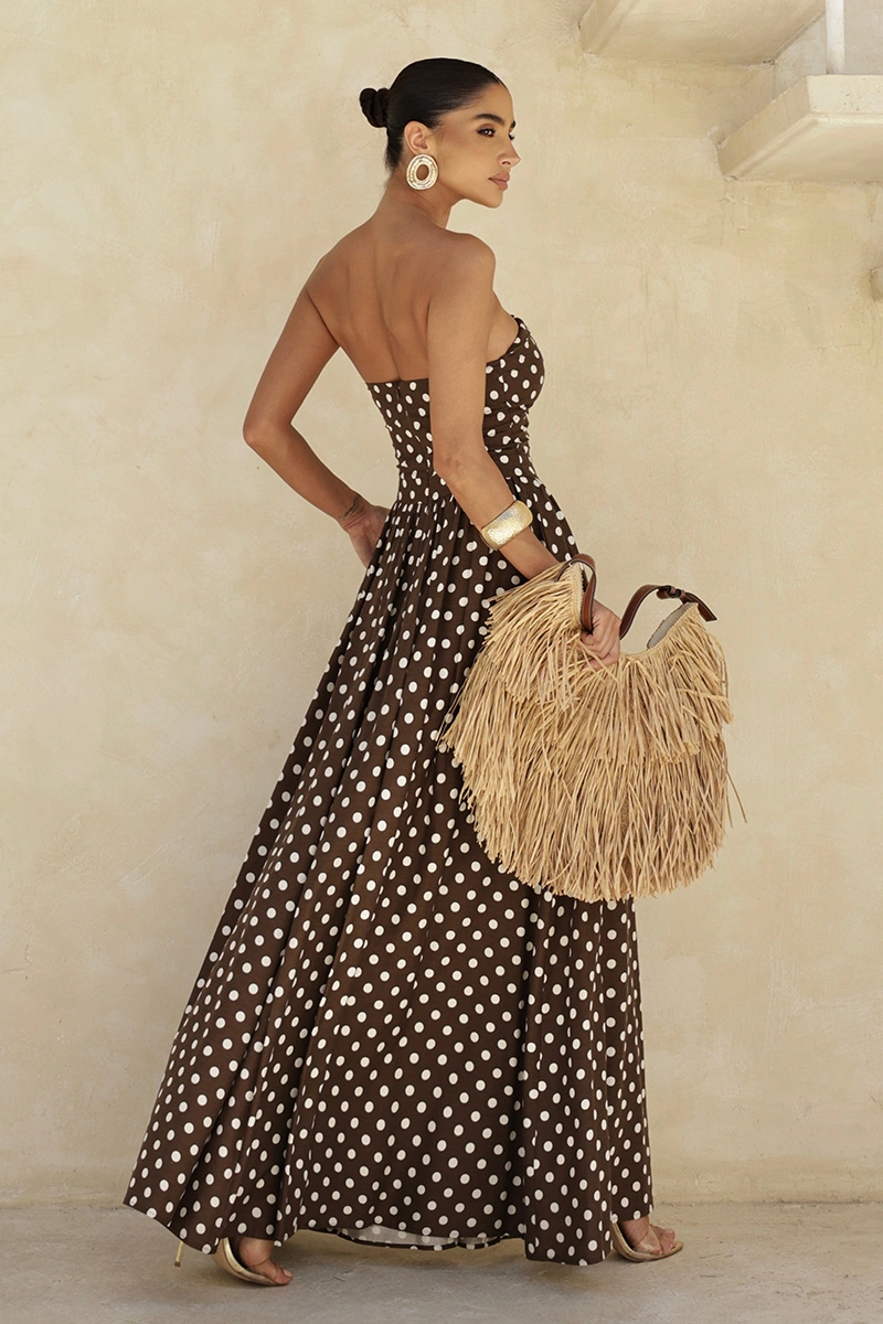 Dot Clothing - Dress Dot Clothing Longuete Lily TQC Polka Dot Brown - 2944MARROM