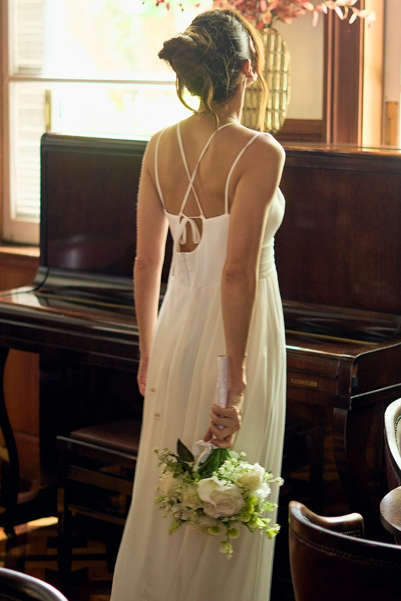 Miss Misses - Antonella Midi Plain Dress with Zipper Costa Off White - 54755005