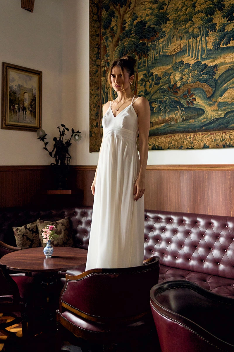 Miss Misses - Antonella Midi Plain Dress with Zipper Costa Off White - 54755005