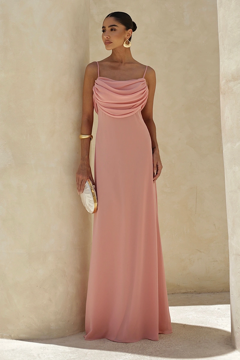 Dot Clothing - Dress Dot Clothing Long Eva with Train and Drapeado Pink - 2844ROSA